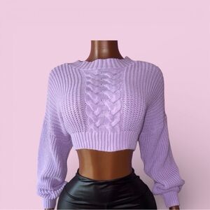 Missguided Lilac Knit Cropped Sweater